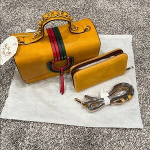 Stylish Mustard Vegan Leather Handbag Republic Classic with Matching Wallet